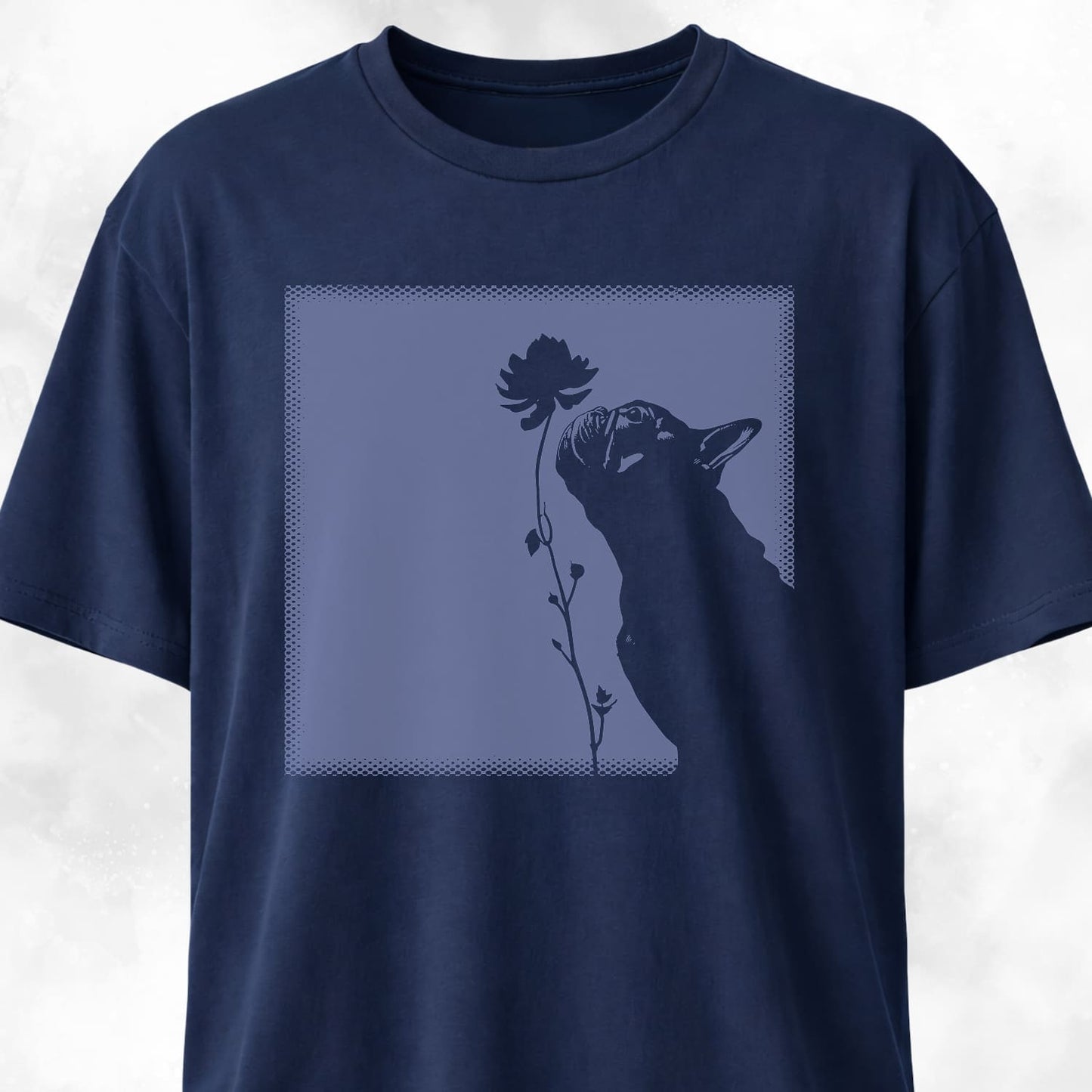 Negative Of Frenchie With Flower T-Shirt
