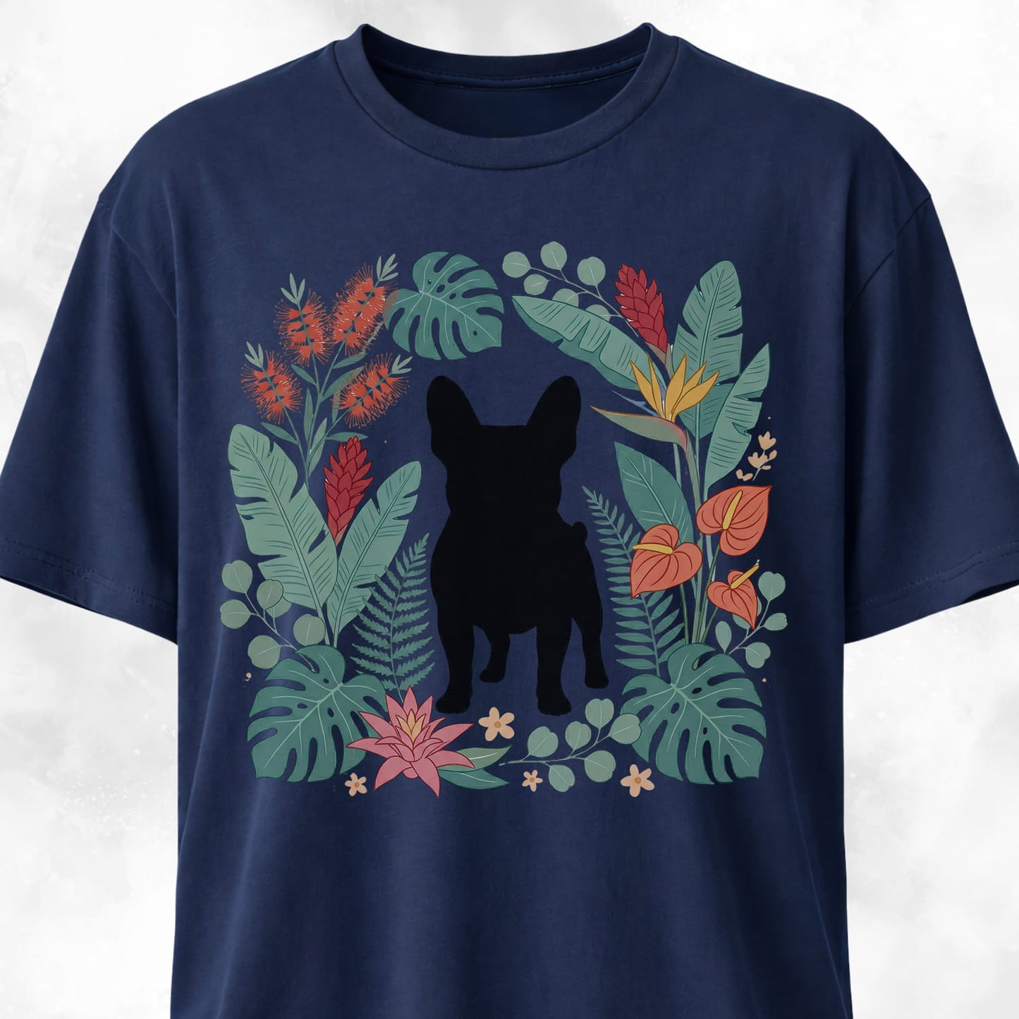 Botanical Frenchie Silhouette T-Shirt