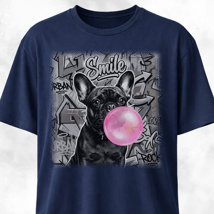 Pink Bubble Gum Black Frenchie T-Shirt