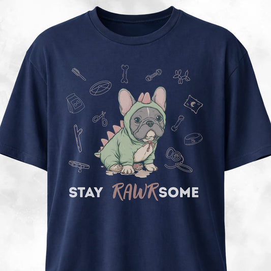 Cute Frenchie In A Dinosaur Costume T-Shirt