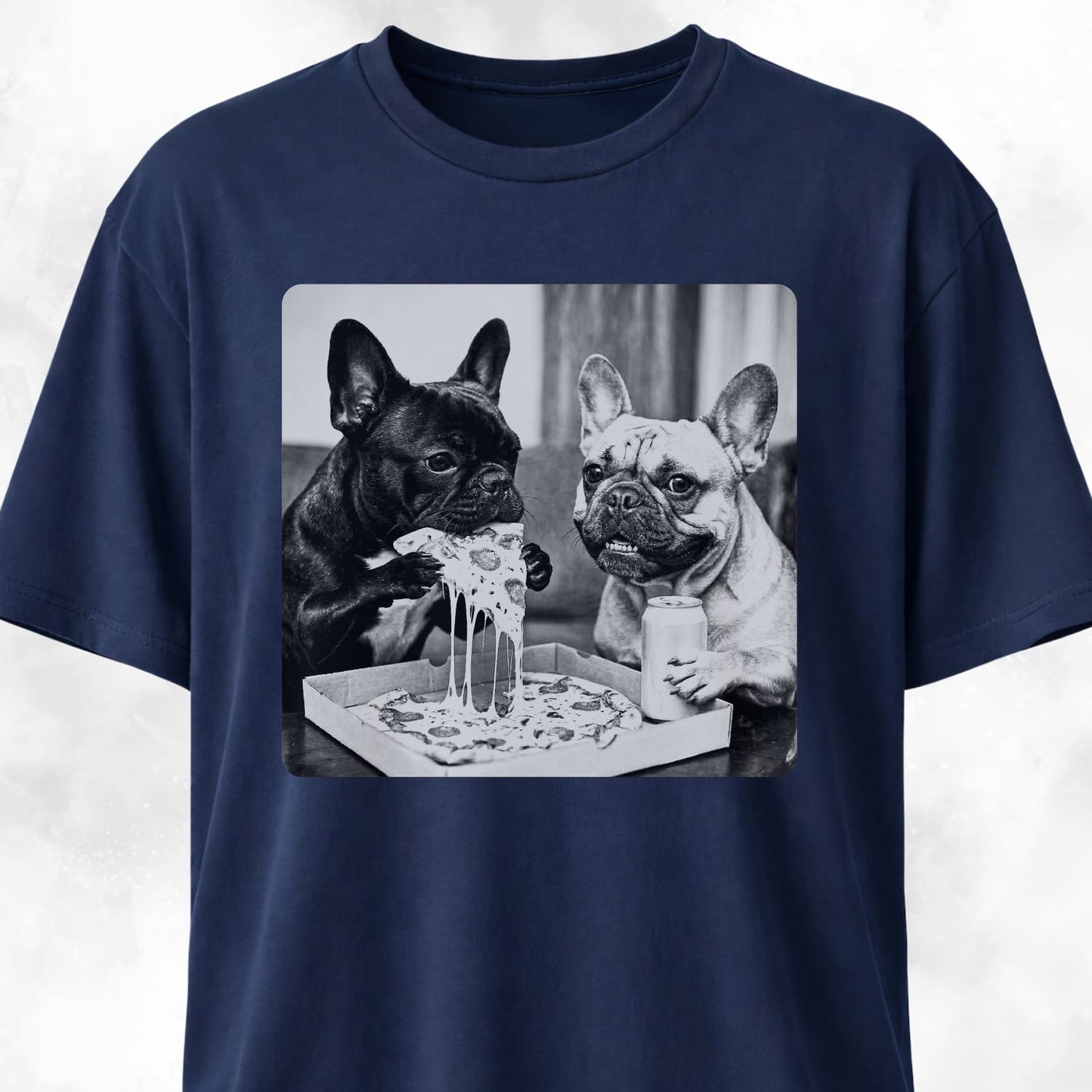 Frenchie Buddies Eating Pizza T-Shirt