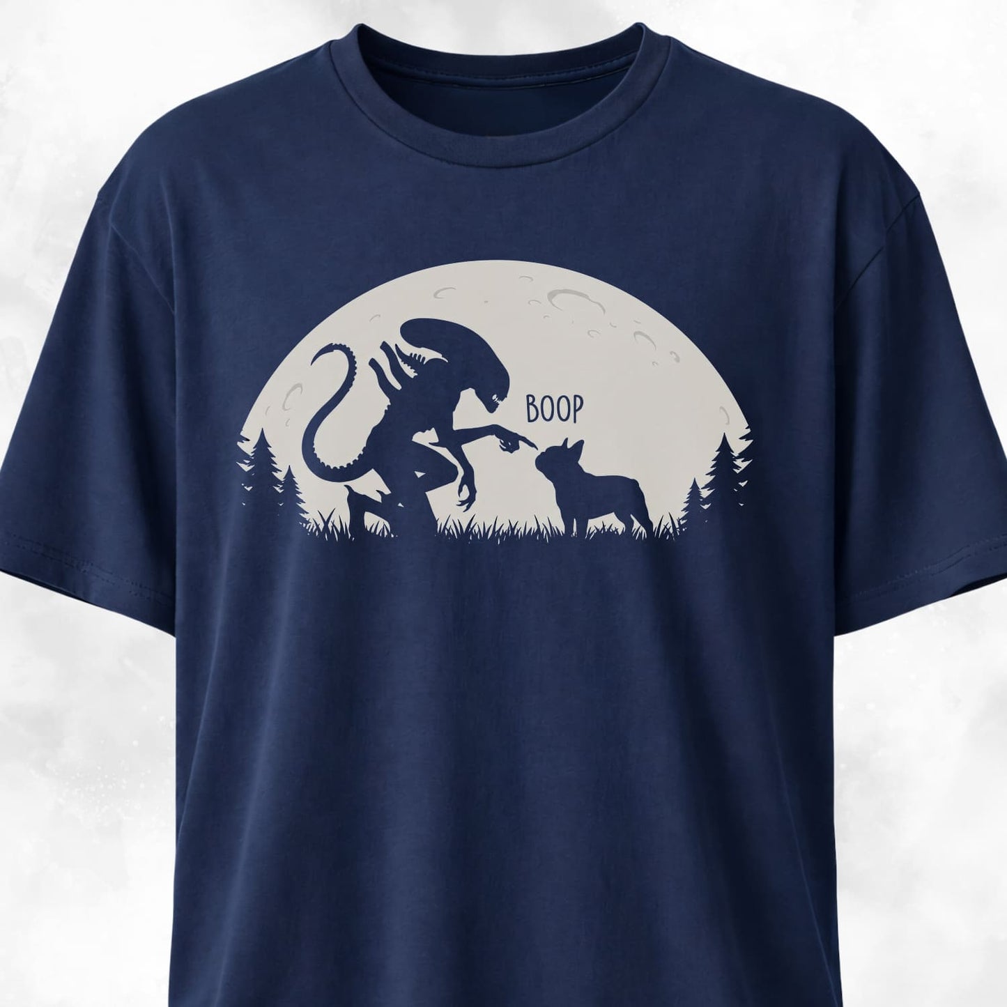 Alien Xenomorph Booping Frenchie T-Shirt