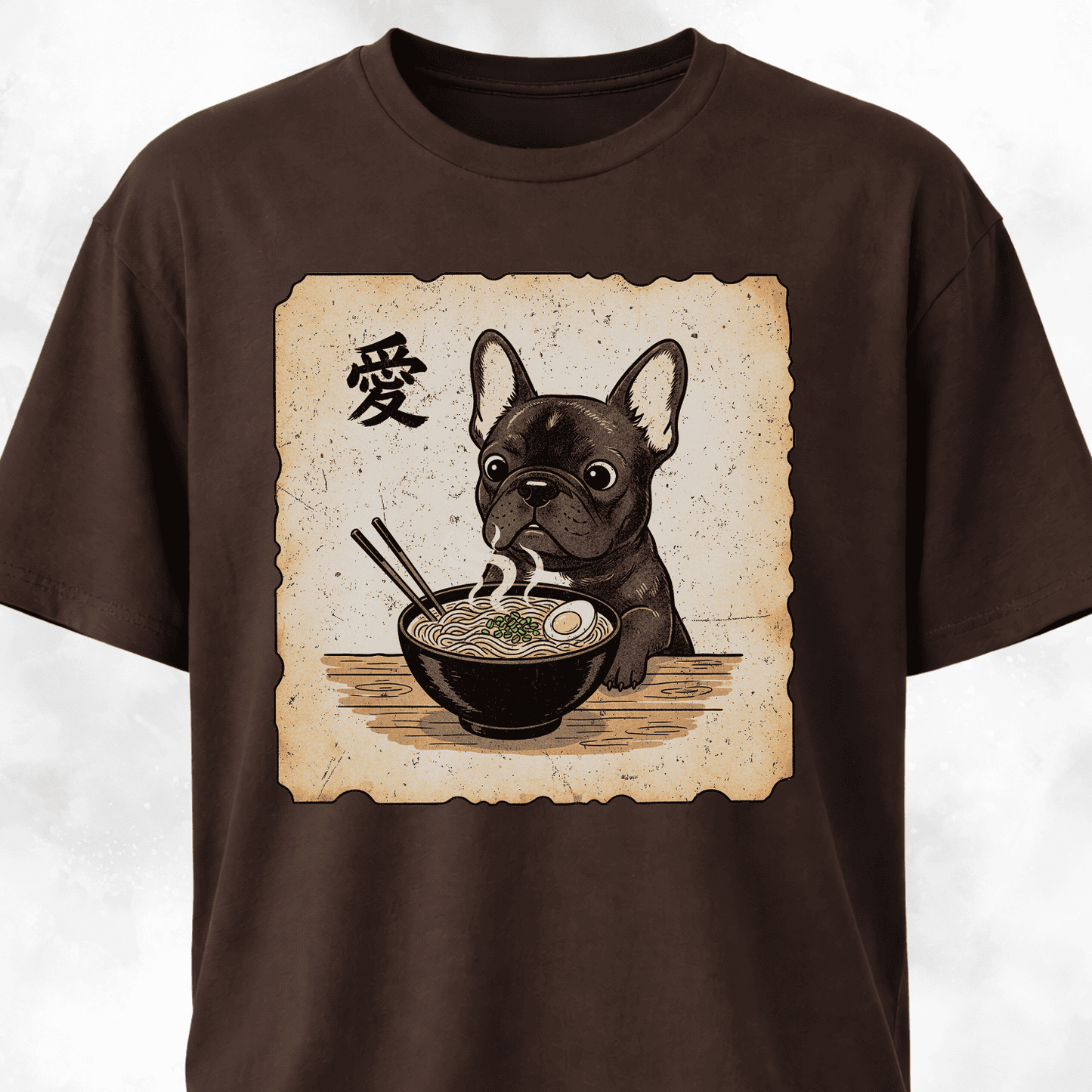 Japanese Style Frenchie Eating Ramen T-Shirt