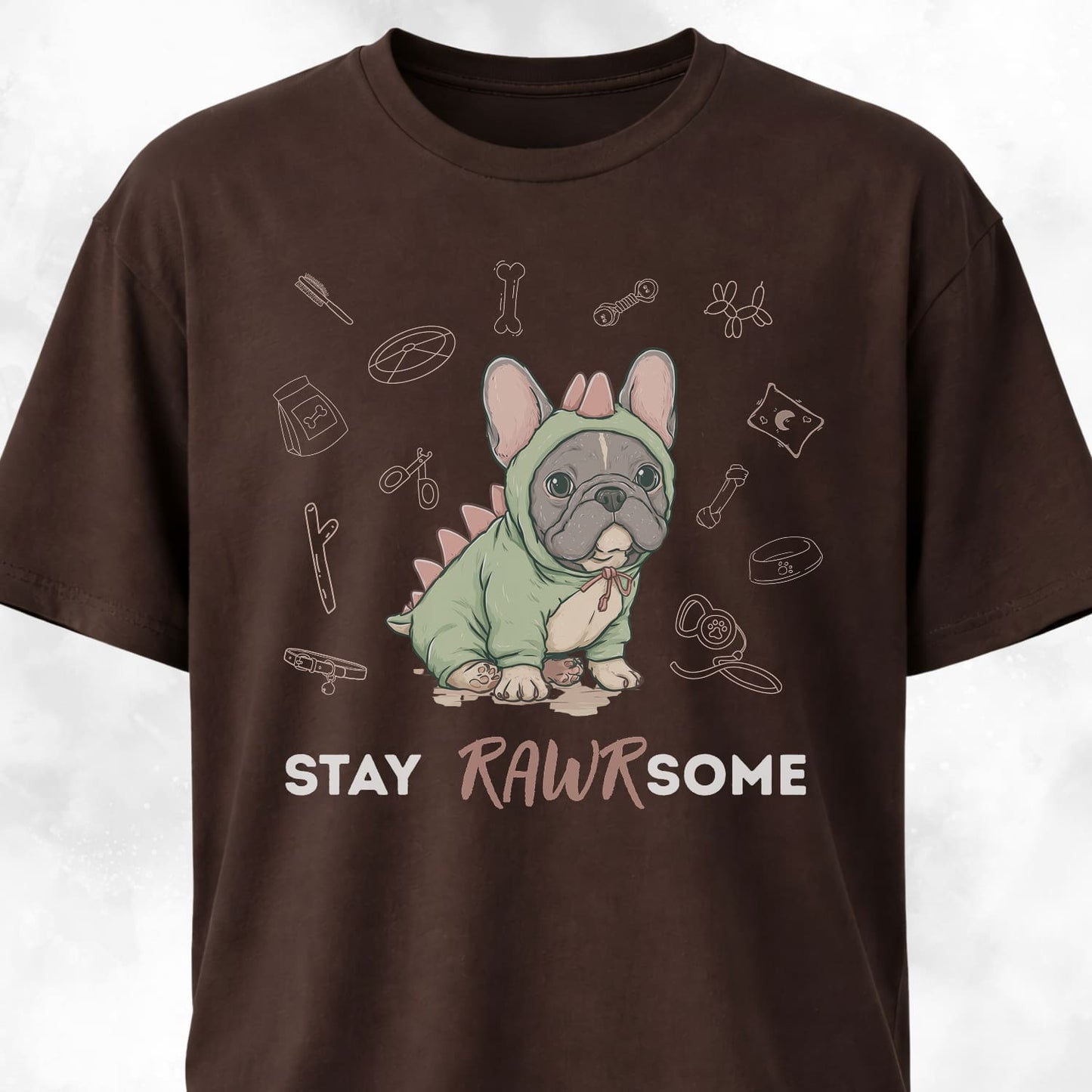 Cute Frenchie In A Dinosaur Costume T-Shirt