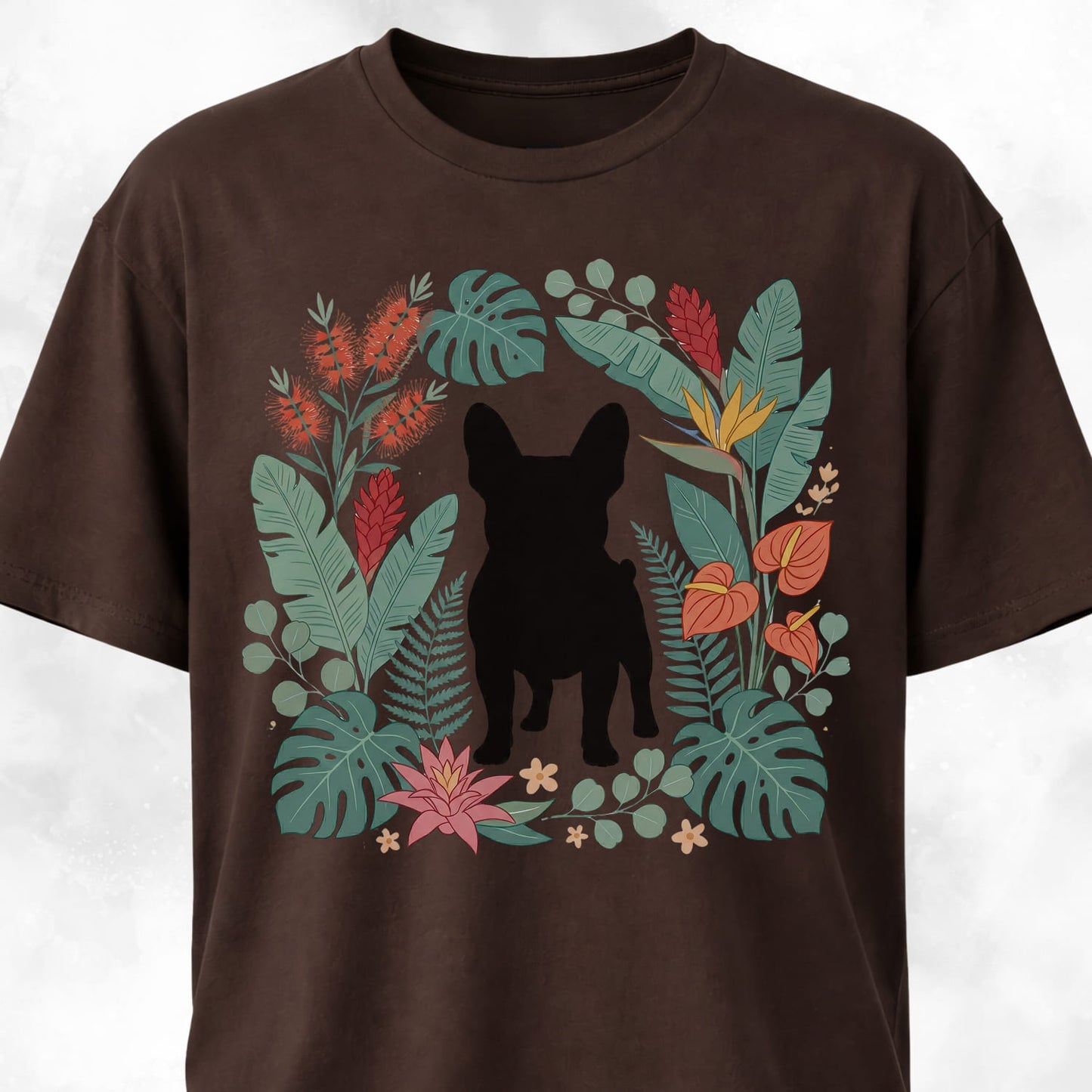 Botanical Frenchie Silhouette T-Shirt