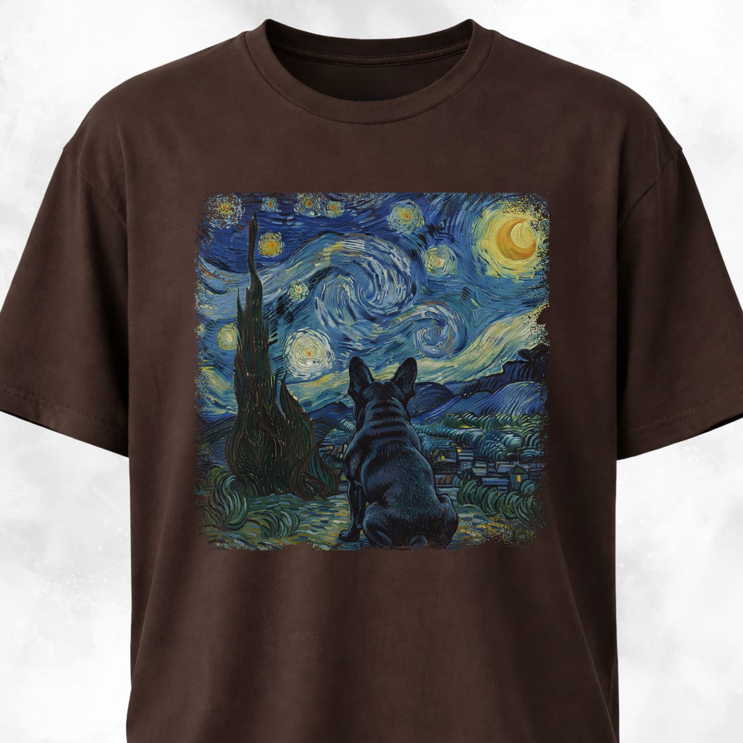 Van Gogh's Starry Night Frenchie Edition T-Shirt