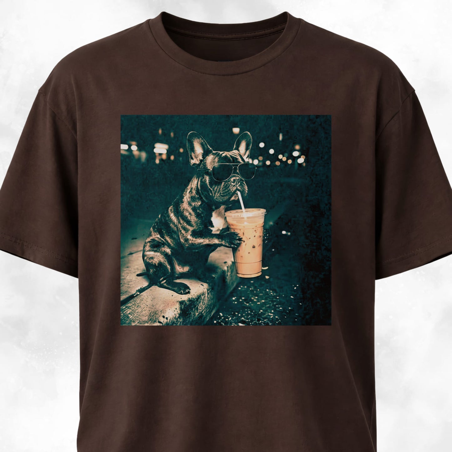 Cool Frenchie Sipping Boba T-Shirt