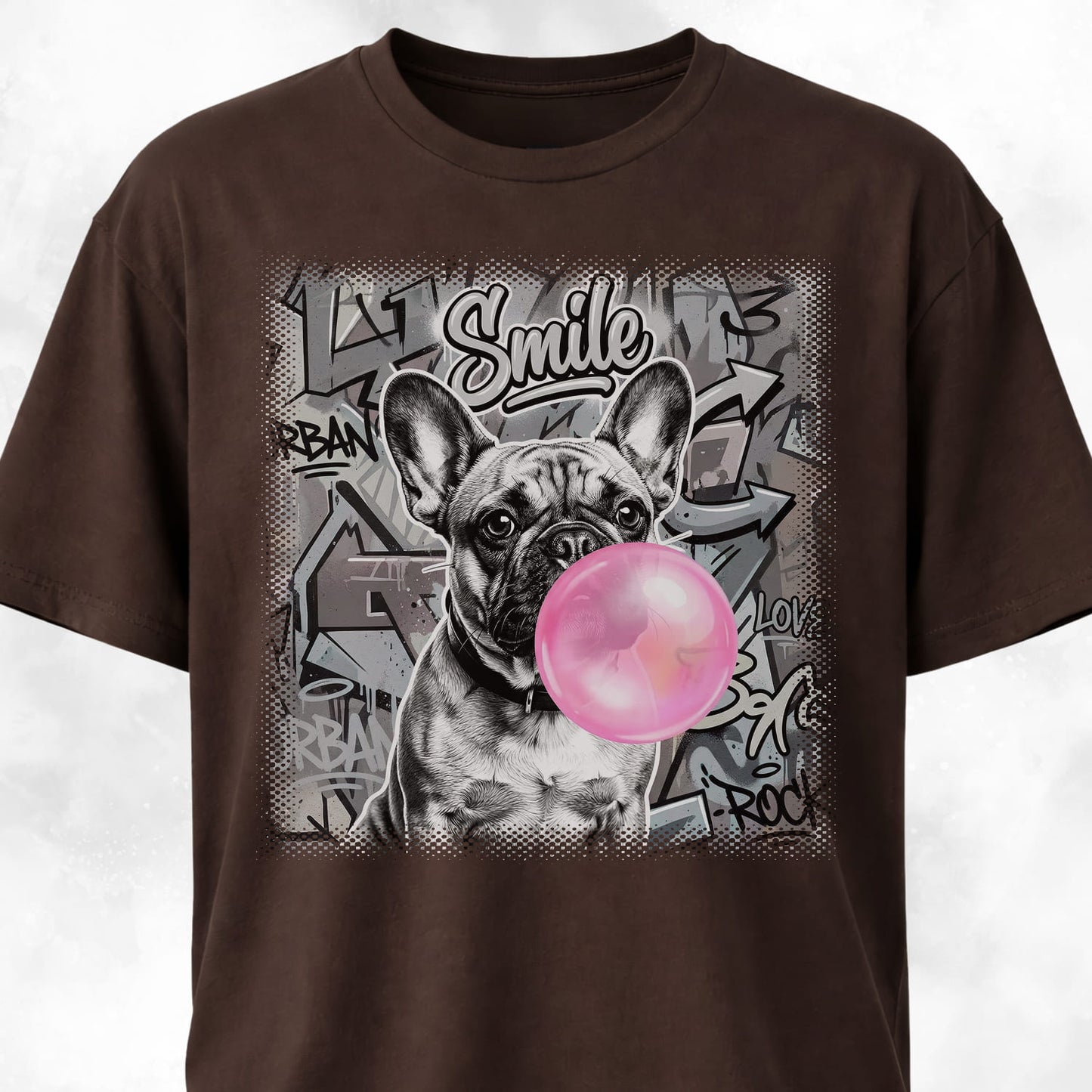 Pink Bubble Gum Cream Frenchie T-Shirt