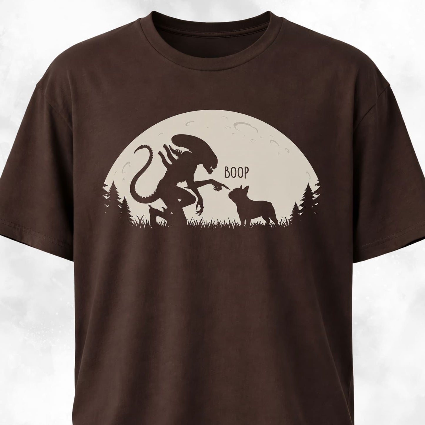 Alien Xenomorph Booping Frenchie T-Shirt