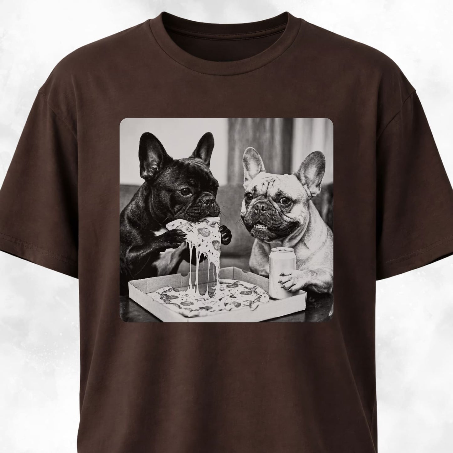 Frenchie Buddies Eating Pizza T-Shirt