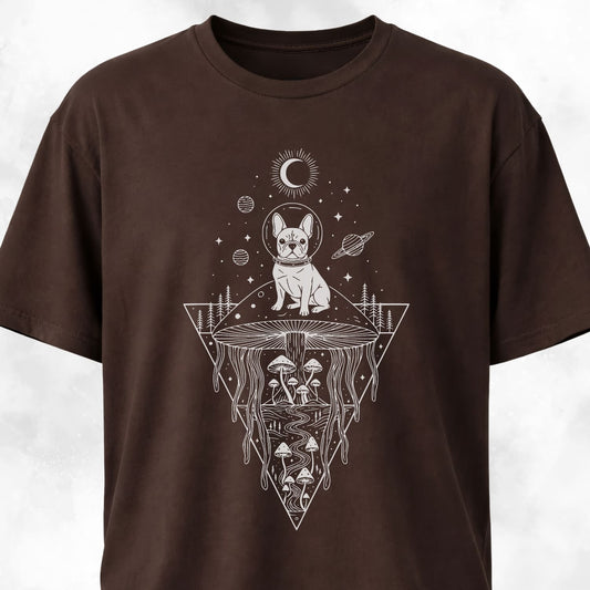 Frenchie Mushrooms Space Hallucination T-Shirt