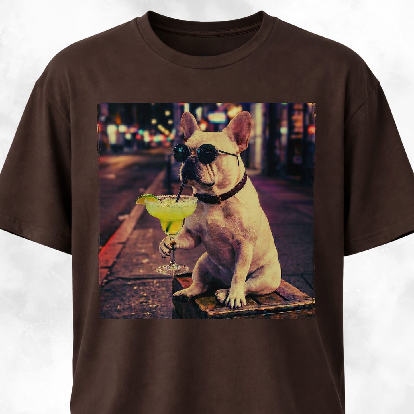 Frenchie Sipping Margarita T-Shirt
