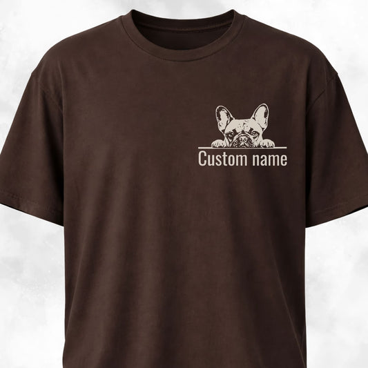 Custom Name French Bulldog Pocket Design T-Shirt