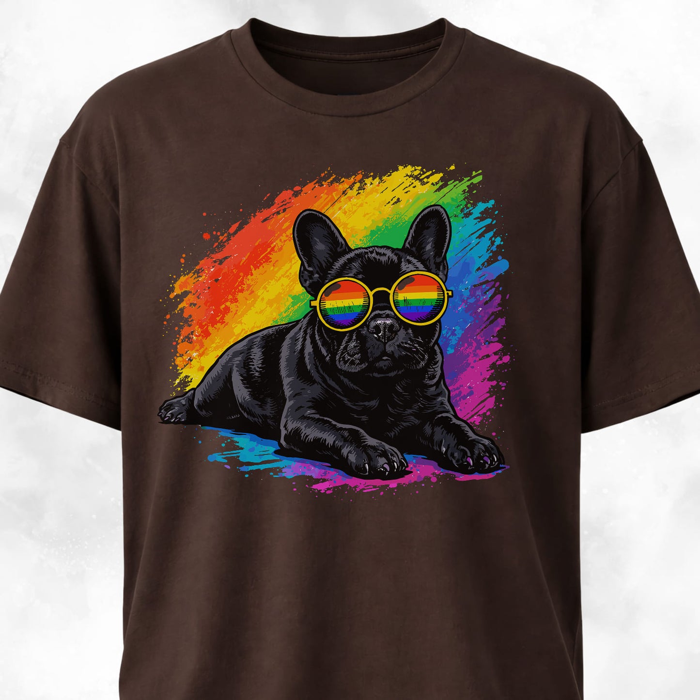 Rainbow Sunglasses French Bulldog T-Shirt
