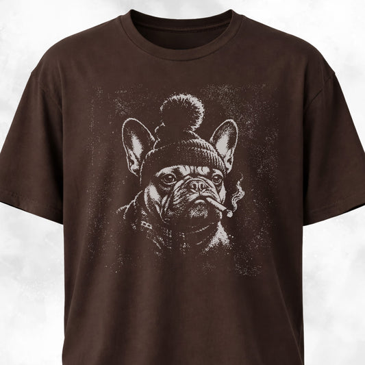 Smoking Frenchie With A Beanie T-Shirt