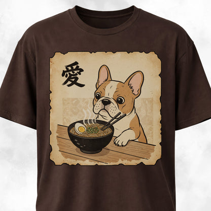 Japanese Tan French Bulldog Eating Ramen T-Shirt