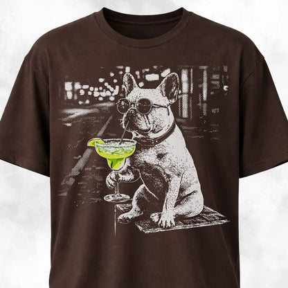 Frenchie Sipping Margarita Revisited T-Shirt