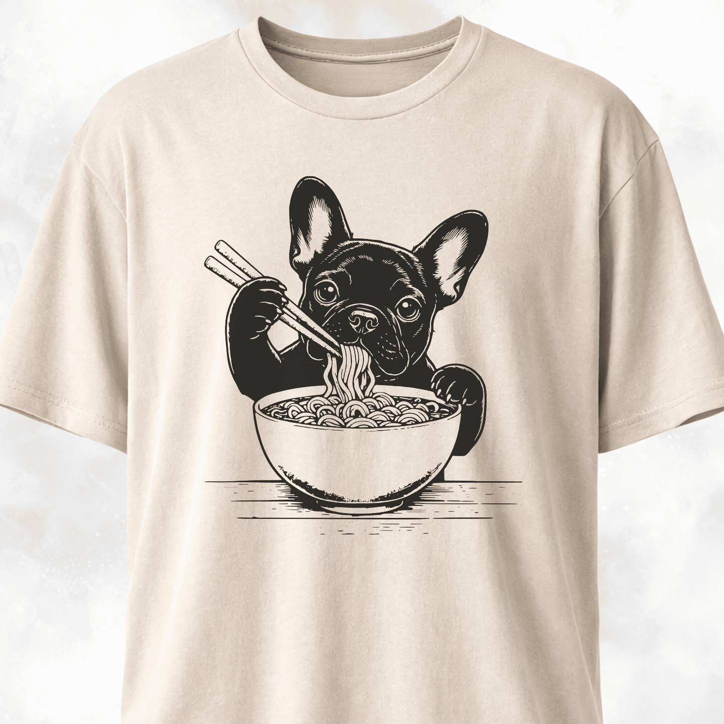 Cute Frenchie Eating Ramen Noodles T-Shirt