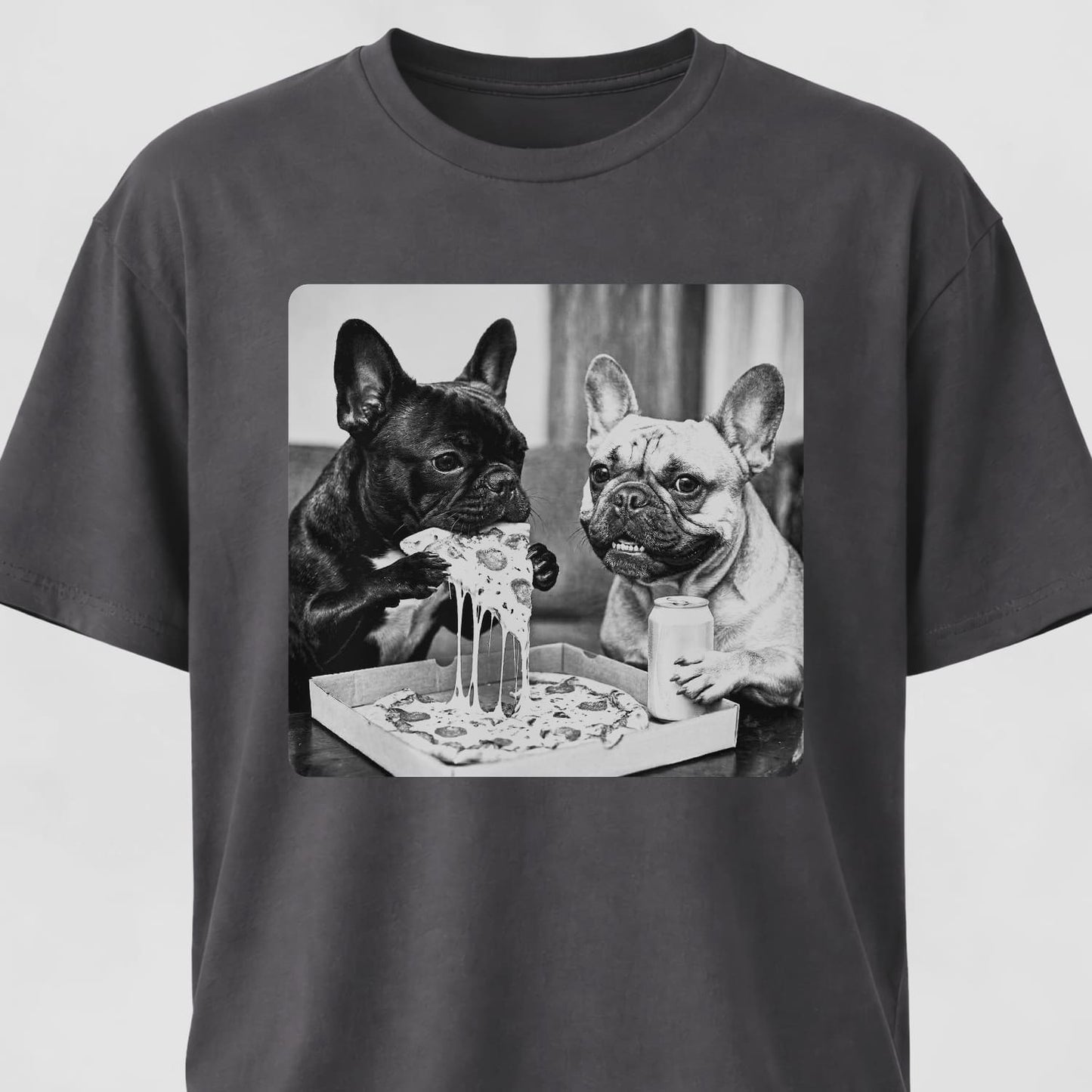 Frenchie Buddies Eating Pizza T-Shirt