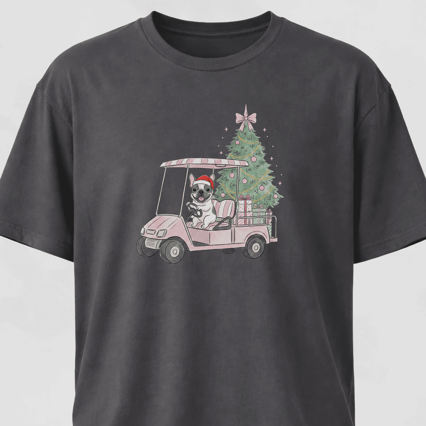 Frenchie Driving With Christmas Presents T-Shirt