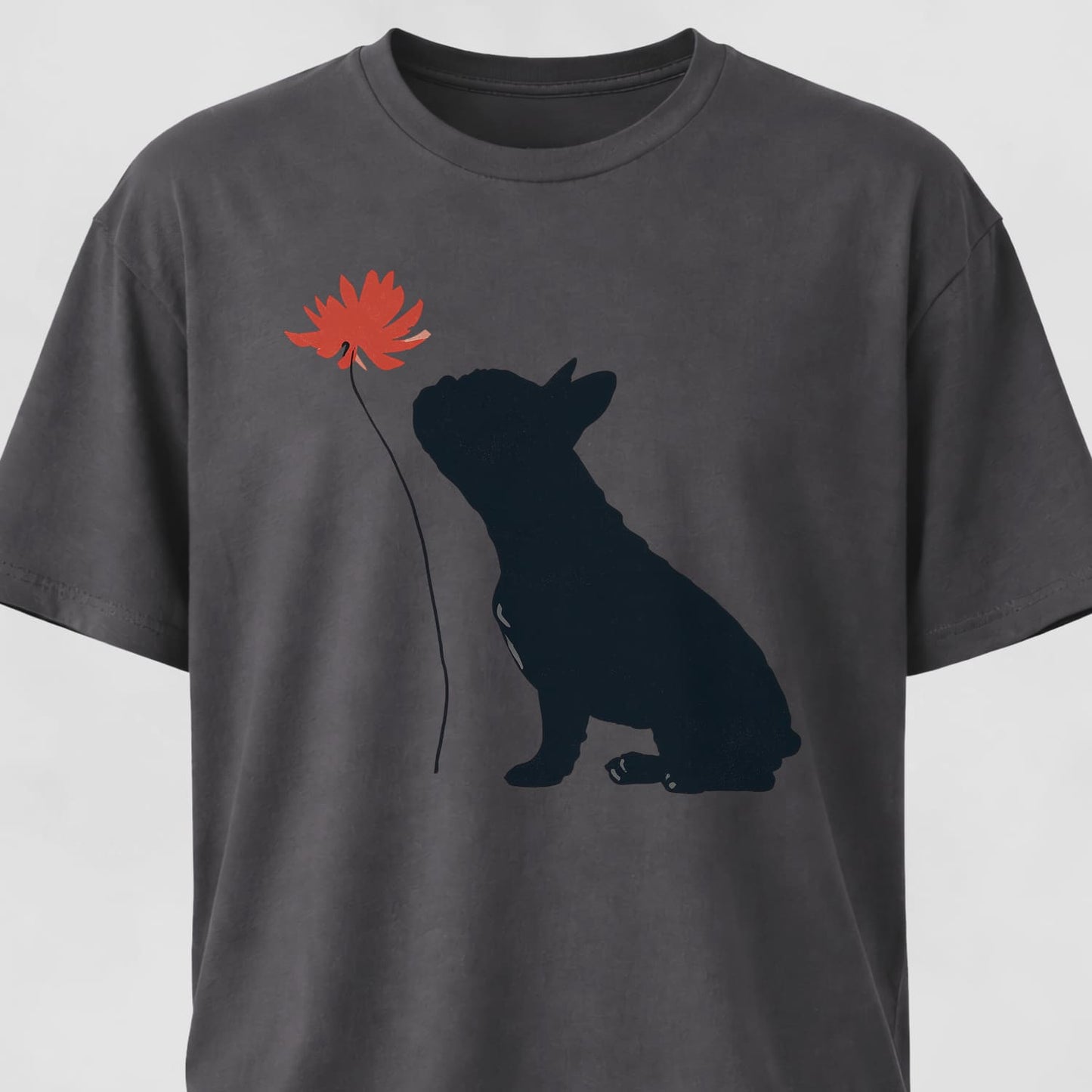 Red Flower French Bulldog T-Shirt