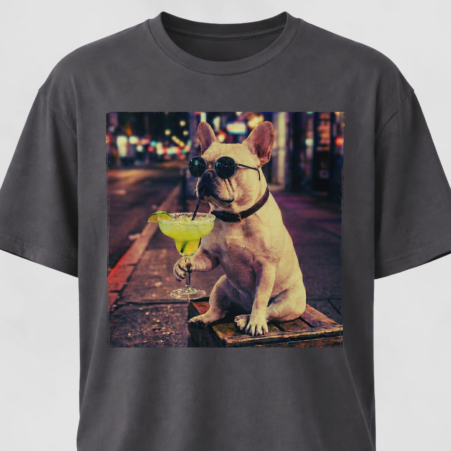 Frenchie Sipping Margarita T-Shirt