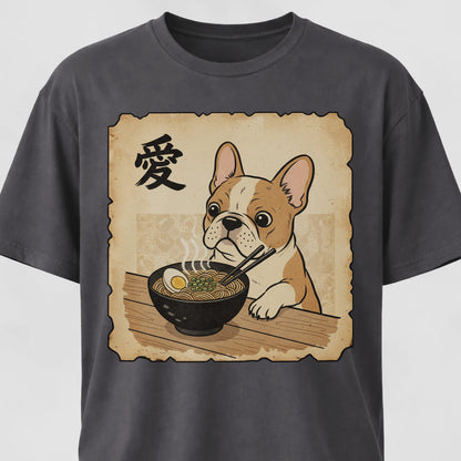 Japanese Tan French Bulldog Eating Ramen T-Shirt