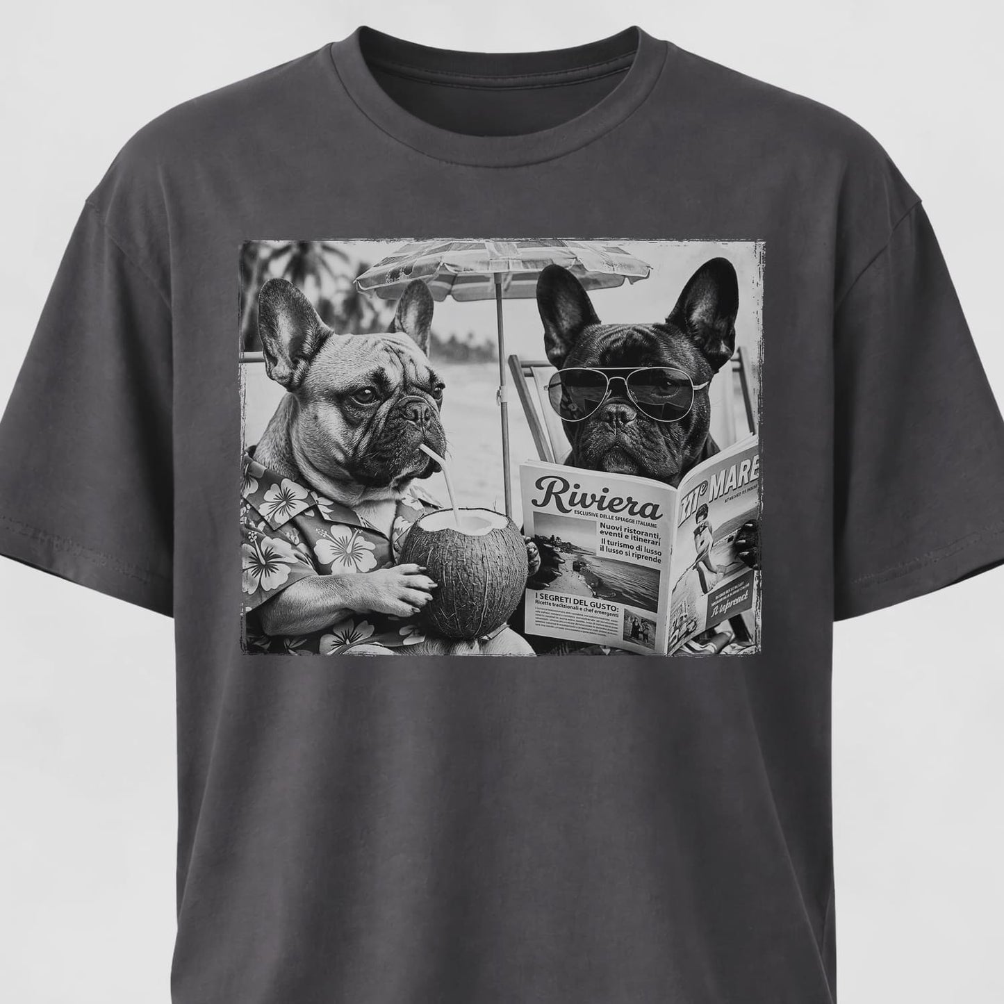 Frenchie Buddies On A Beach T-Shirt