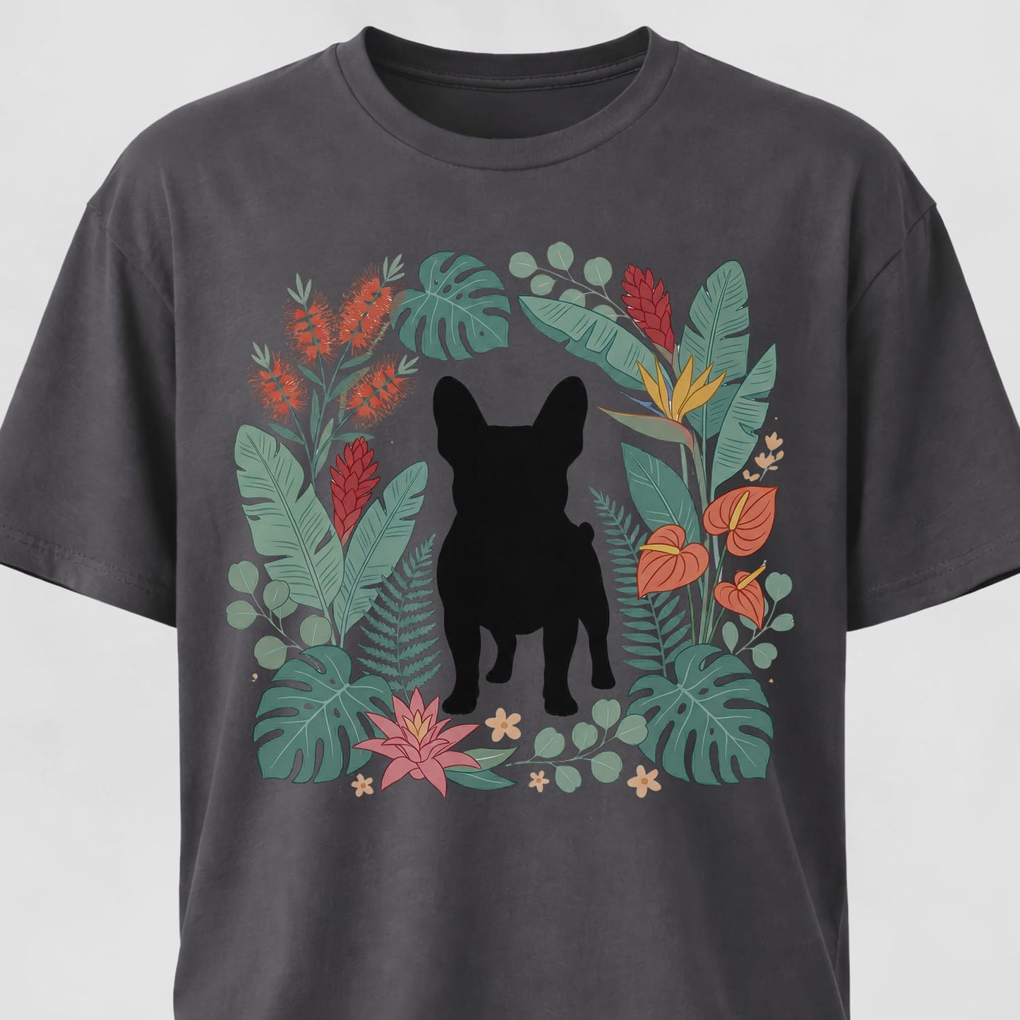 Botanical Frenchie Silhouette T-Shirt