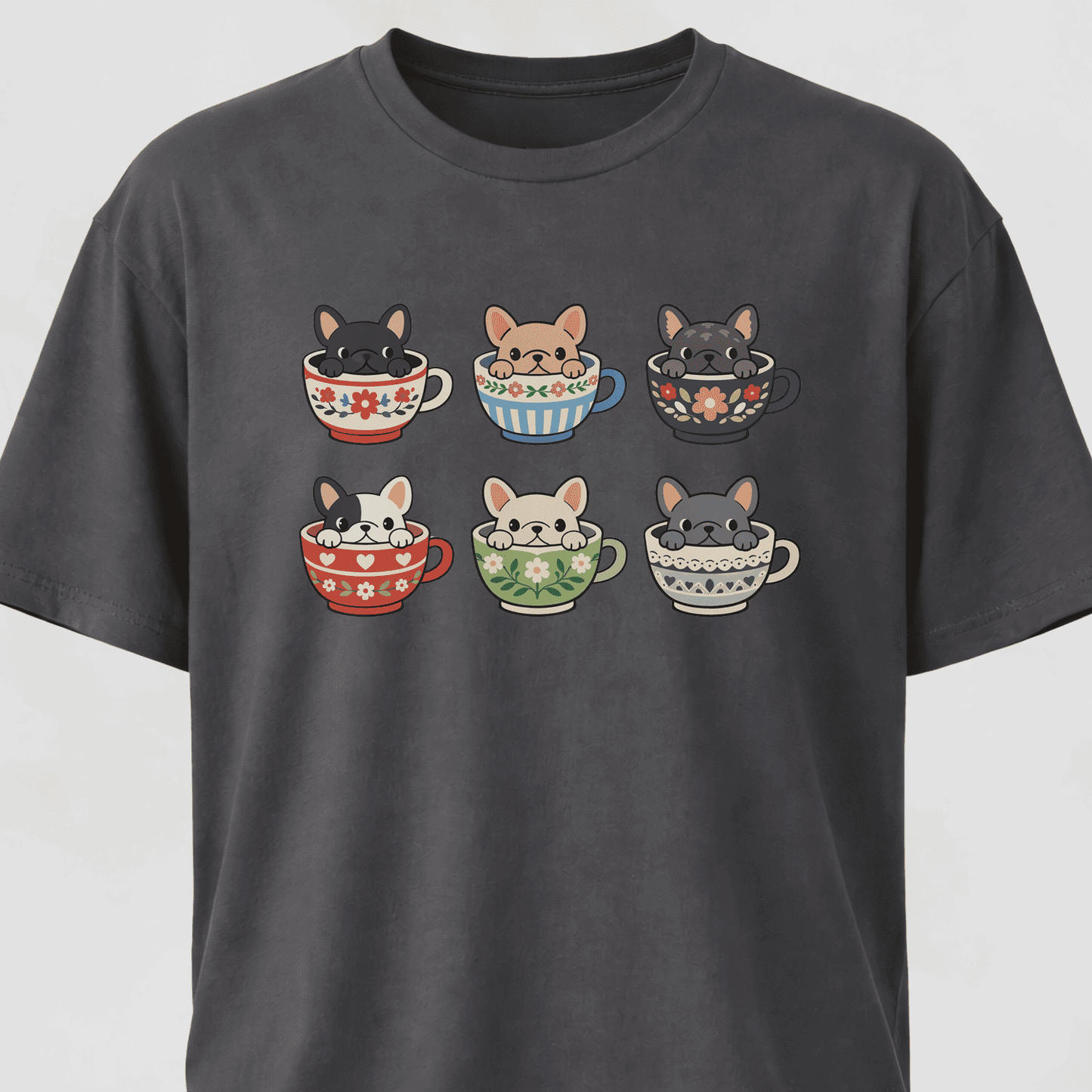 Frenchies Tea Cups Collage T-Shirt