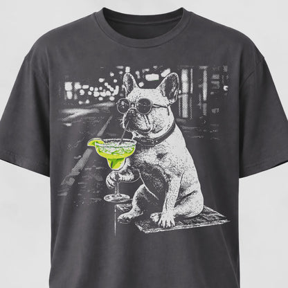 Frenchie Sipping Margarita Revisited T-Shirt