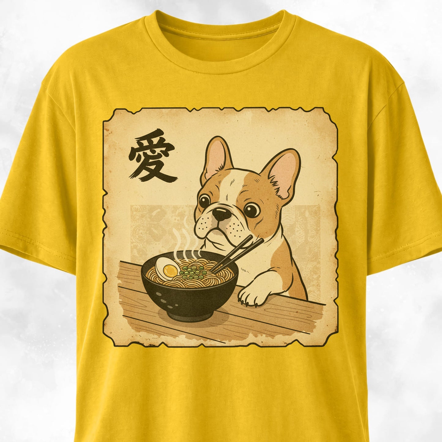 Japanese Tan French Bulldog Eating Ramen T-Shirt