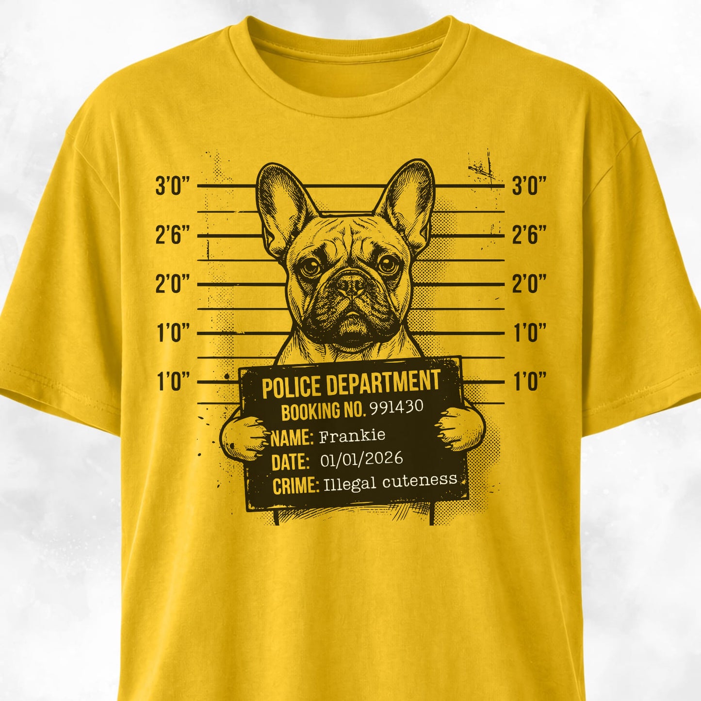 Personalized French Bulldog Mugshot T-Shirt