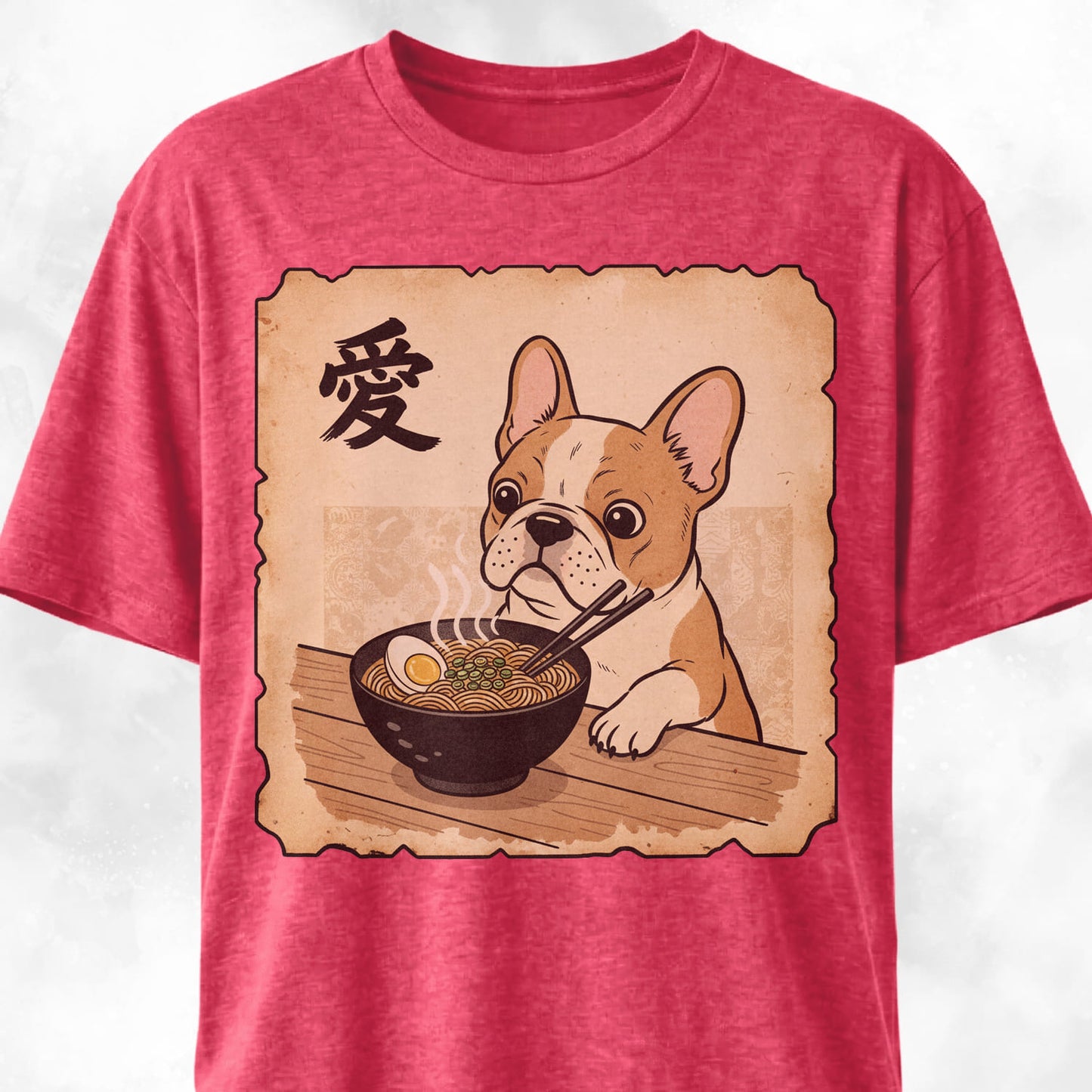 Japanese Tan French Bulldog Eating Ramen T-Shirt