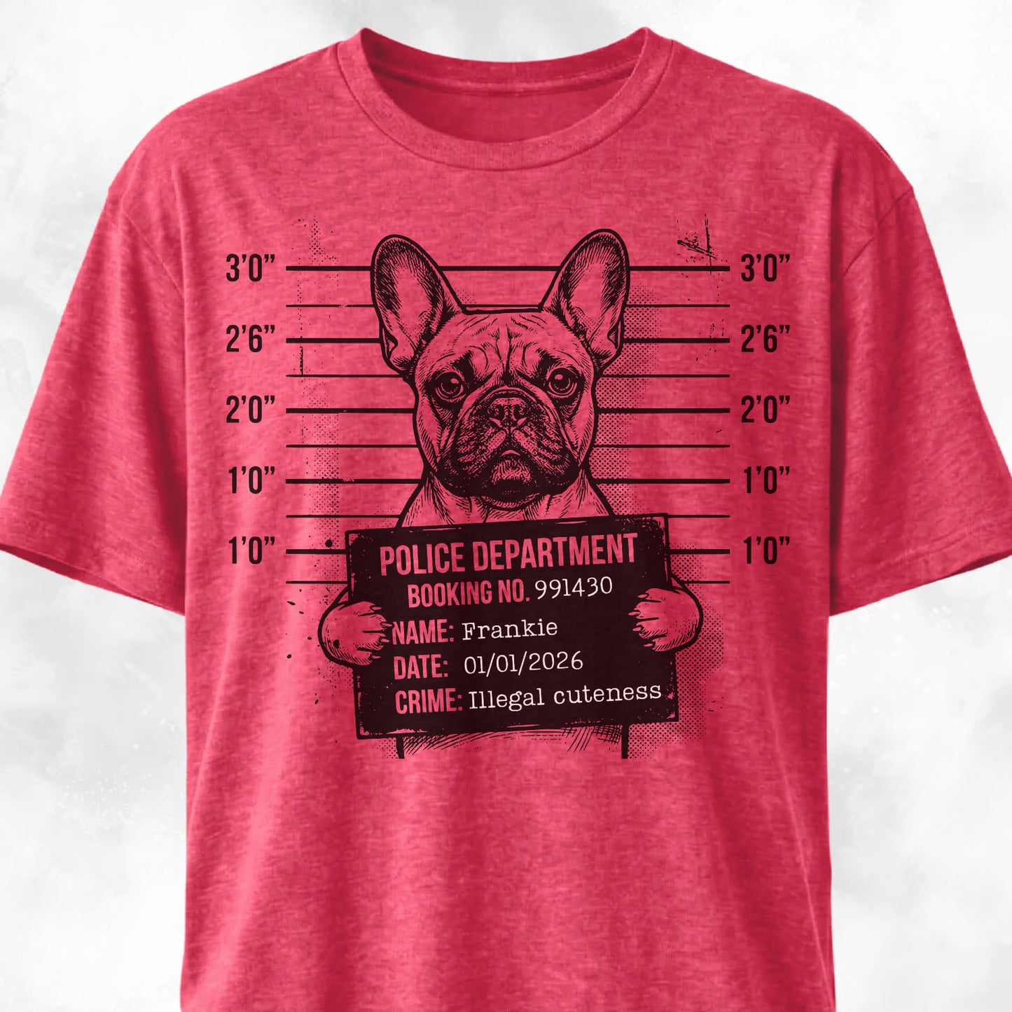 Personalized French Bulldog Mugshot T-Shirt