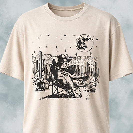 Cowboy French Bulldog In The Desert T-Shirt