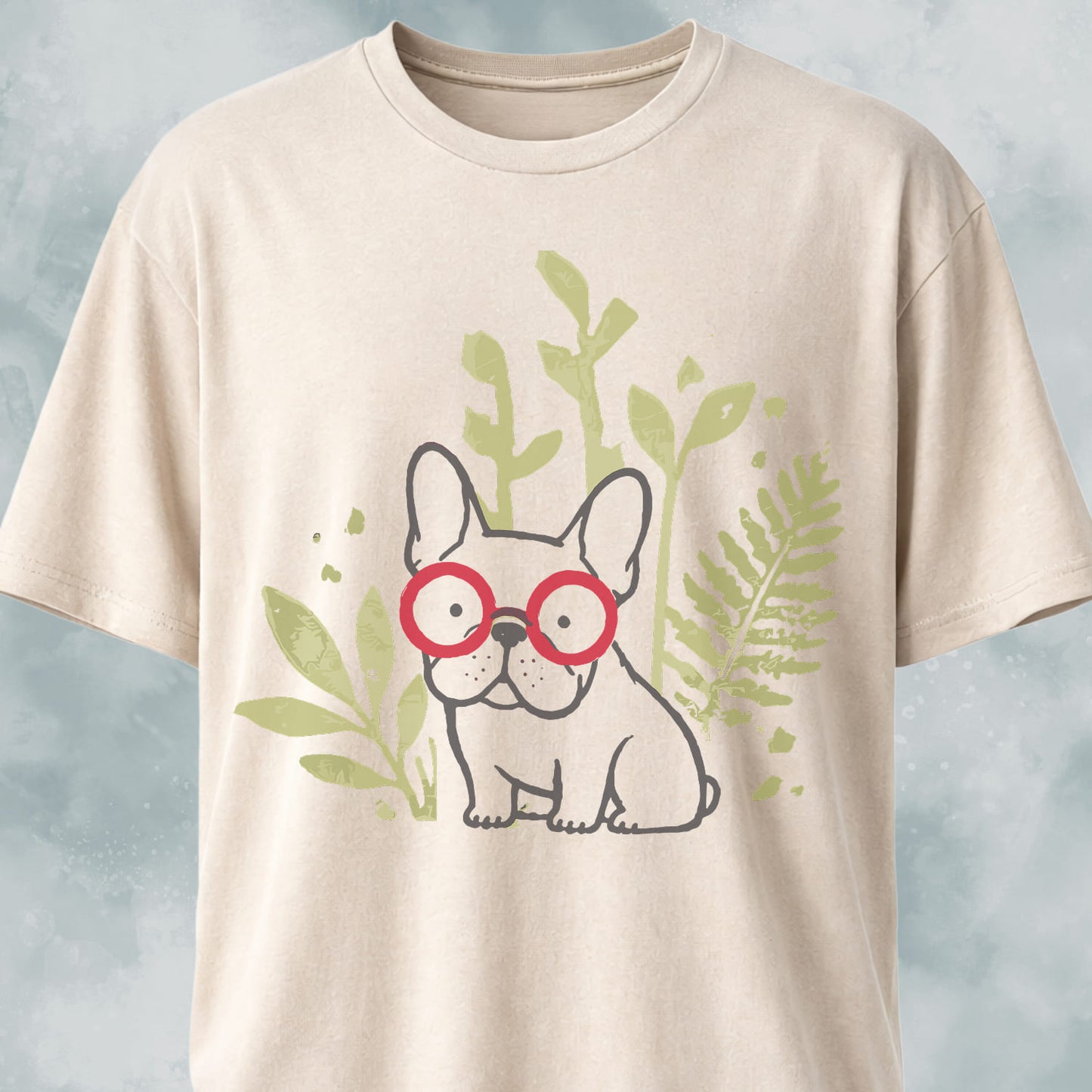 Stylized Frenchie With Red Glasses T-Shirt
