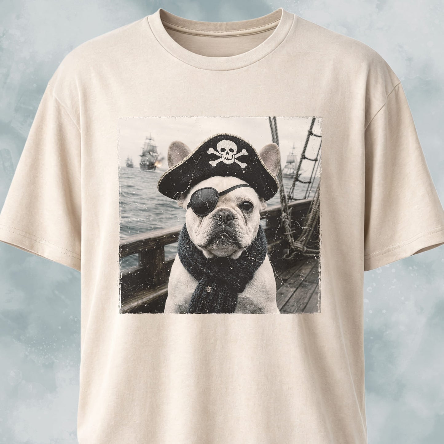 Pirate Frenchie On A Ship T-Shirt