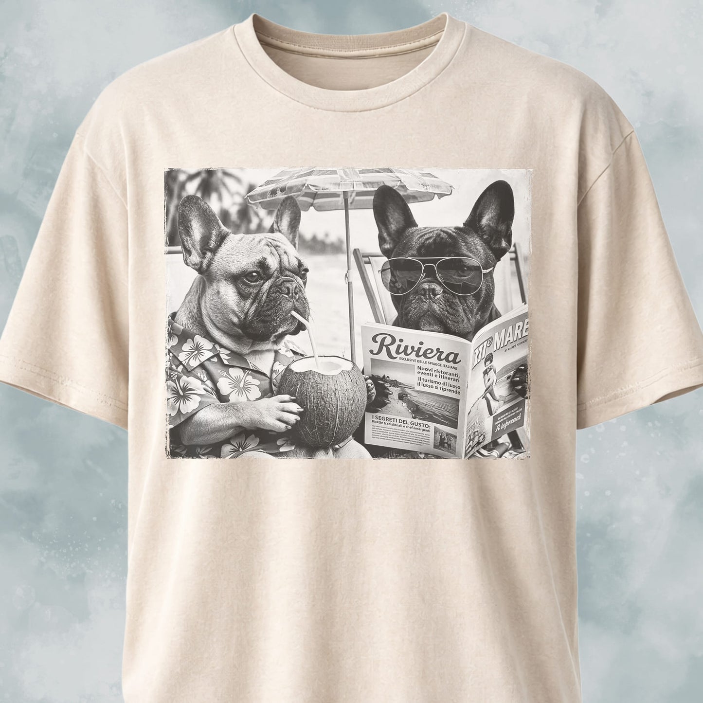 Frenchie Buddies On A Beach T-Shirt
