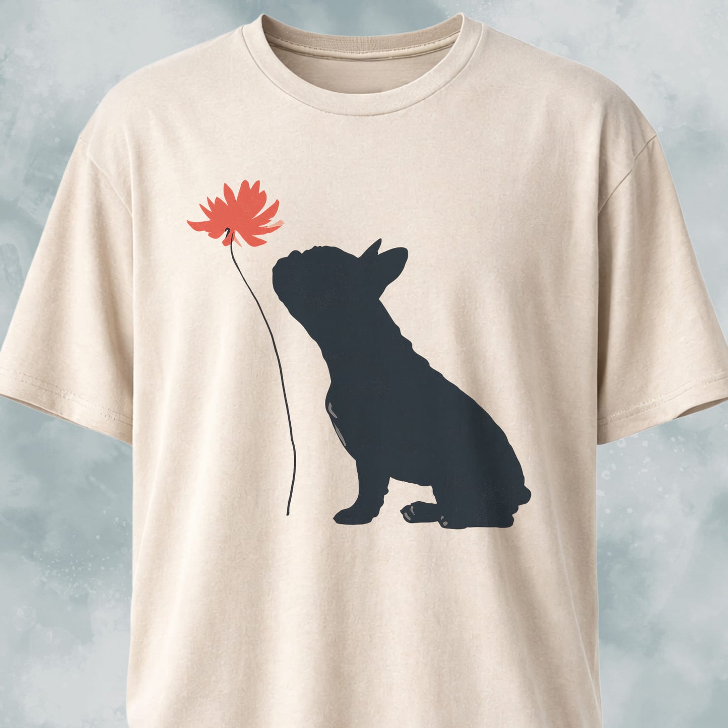 Red Flower French Bulldog T-Shirt