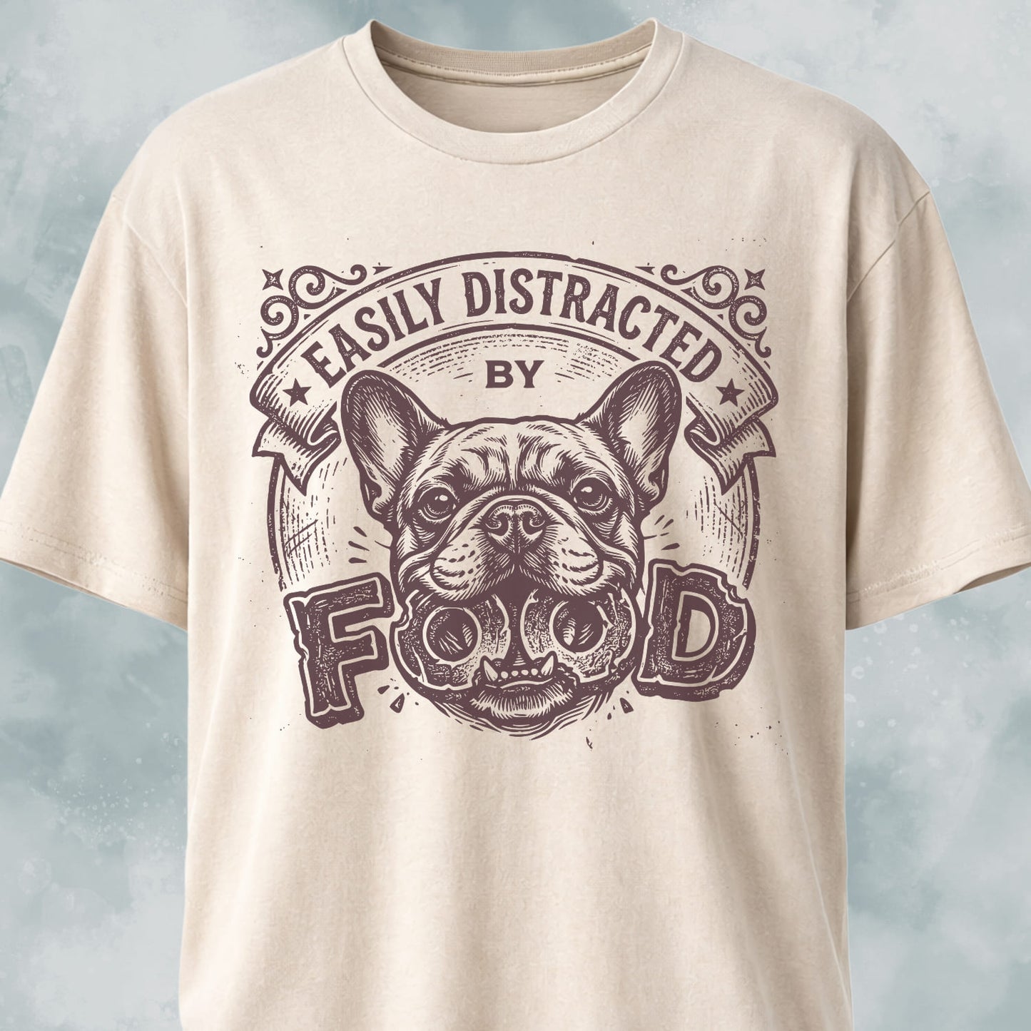 Easily Distracted By Food Frenchie T-Shirt
