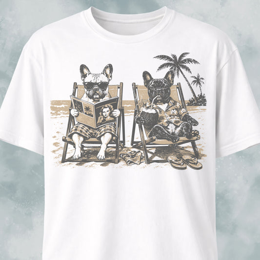 Beach Frenchie Twins T-Shirt