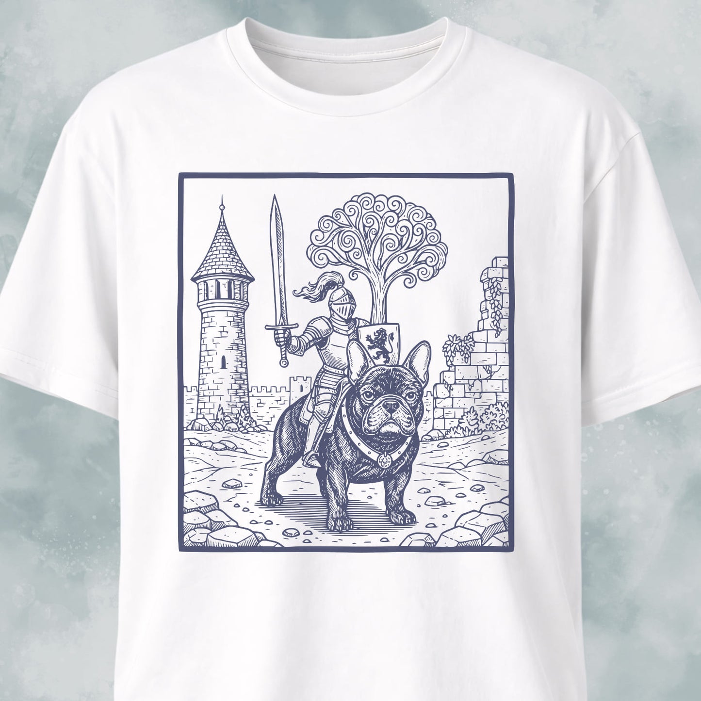 Knight Riding A Medieval French Bulldog T-Shirt