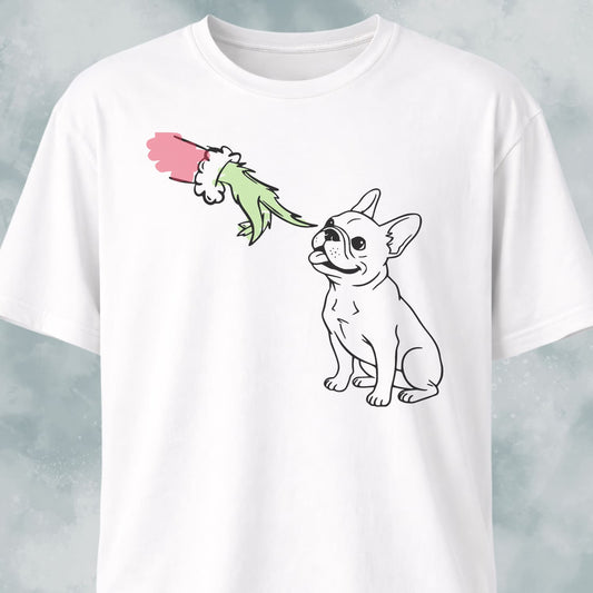 Grinch Booping Frenchie Nose Christmas T-Shirt