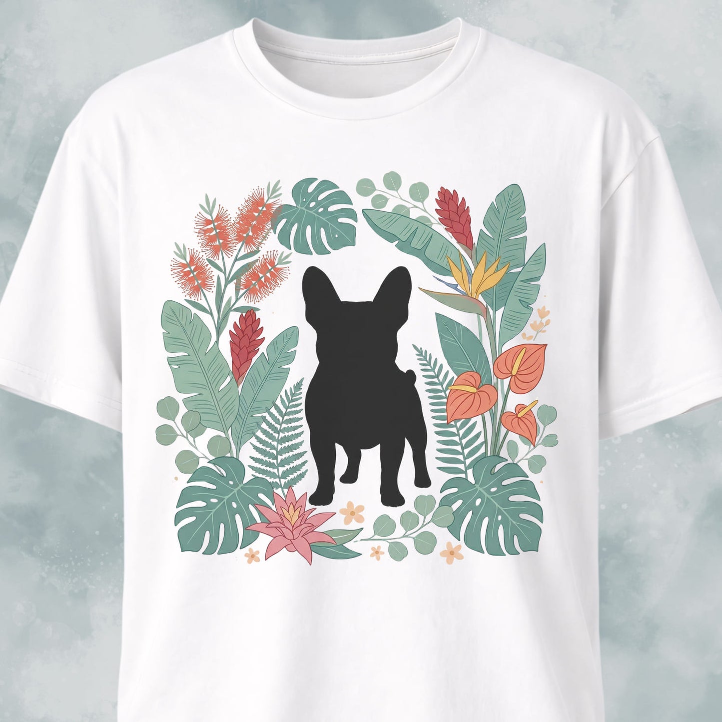 Botanical Frenchie Silhouette T-Shirt