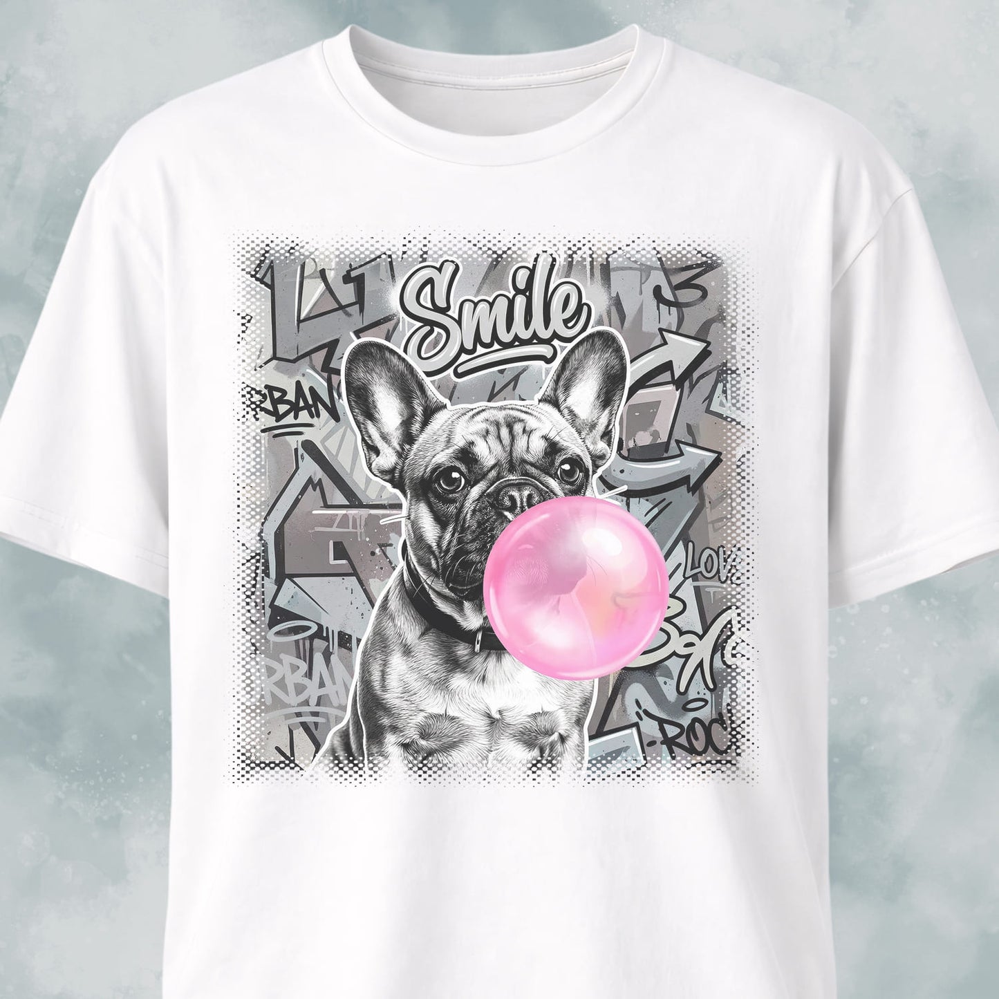 Pink Bubble Gum Cream Frenchie T-Shirt