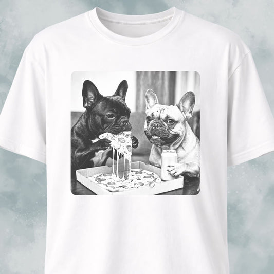 Frenchie Buddies Eating Pizza T-Shirt
