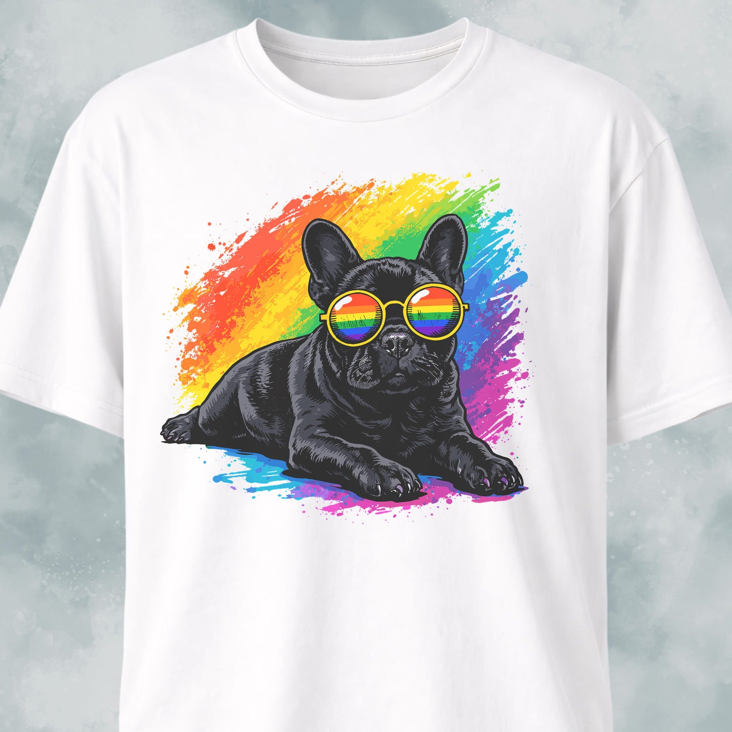 Rainbow Sunglasses French Bulldog T-Shirt