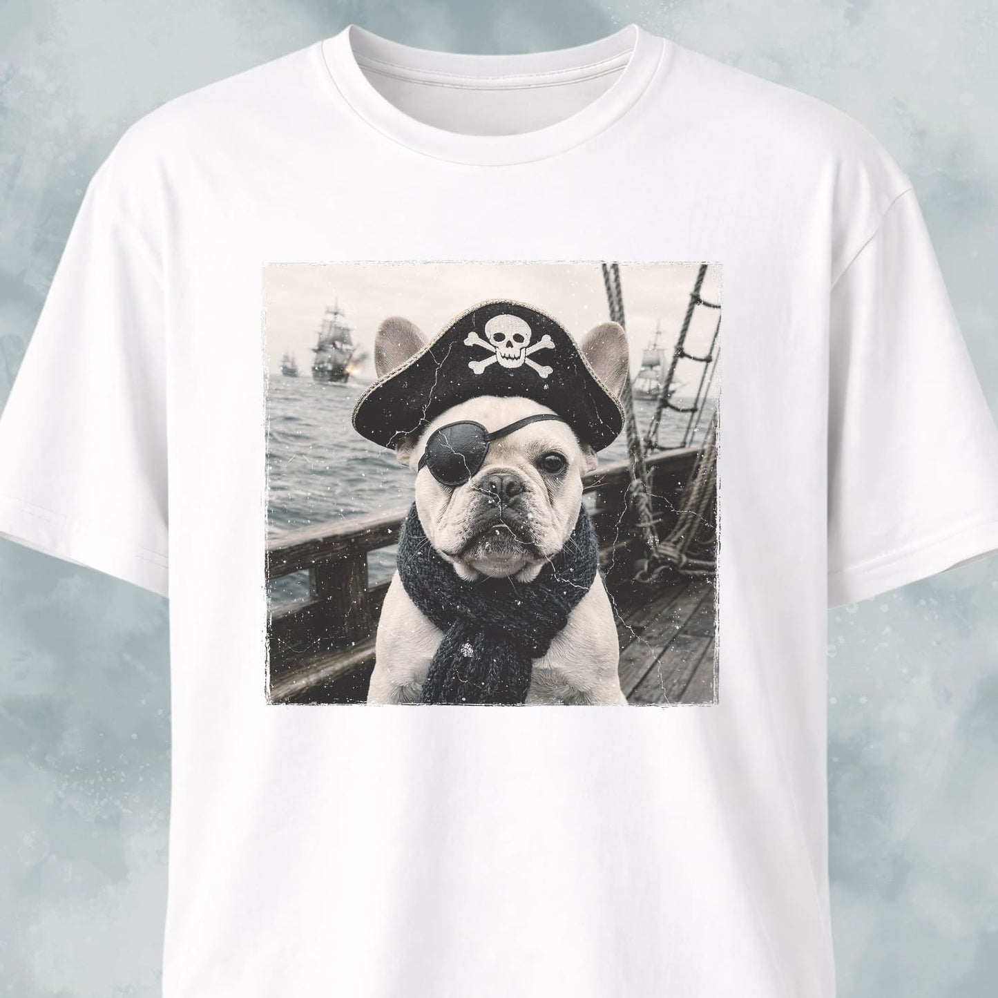 Pirate Frenchie On A Ship T-Shirt