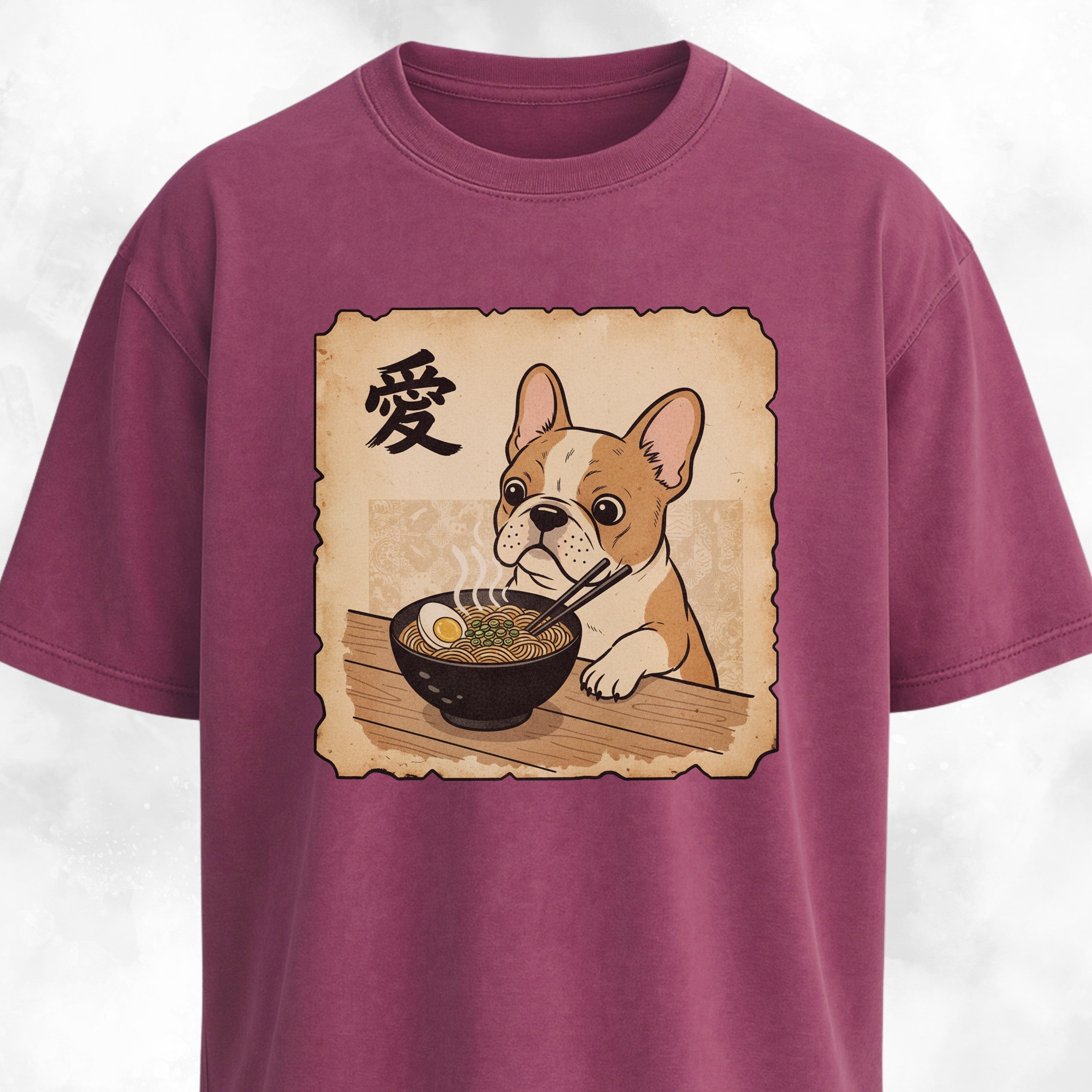 Japanese Tan French Bulldog Eating Ramen T-Shirt